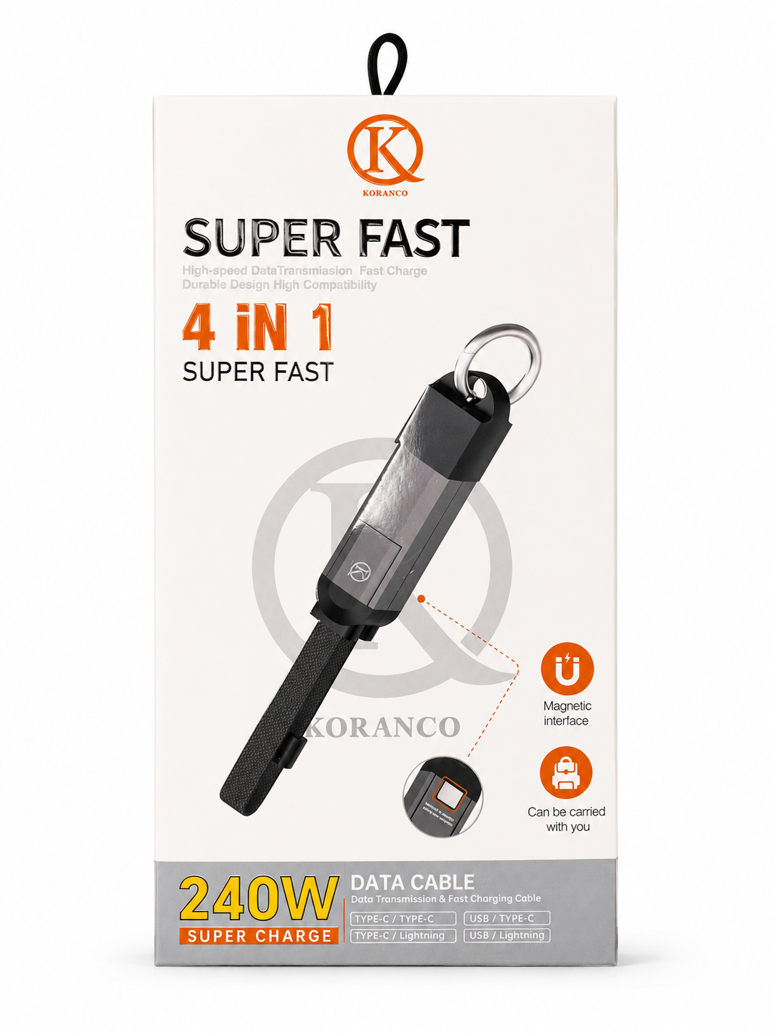 کابل دیتای سریع و شارژ KORANCO Super Fast 4 in 1