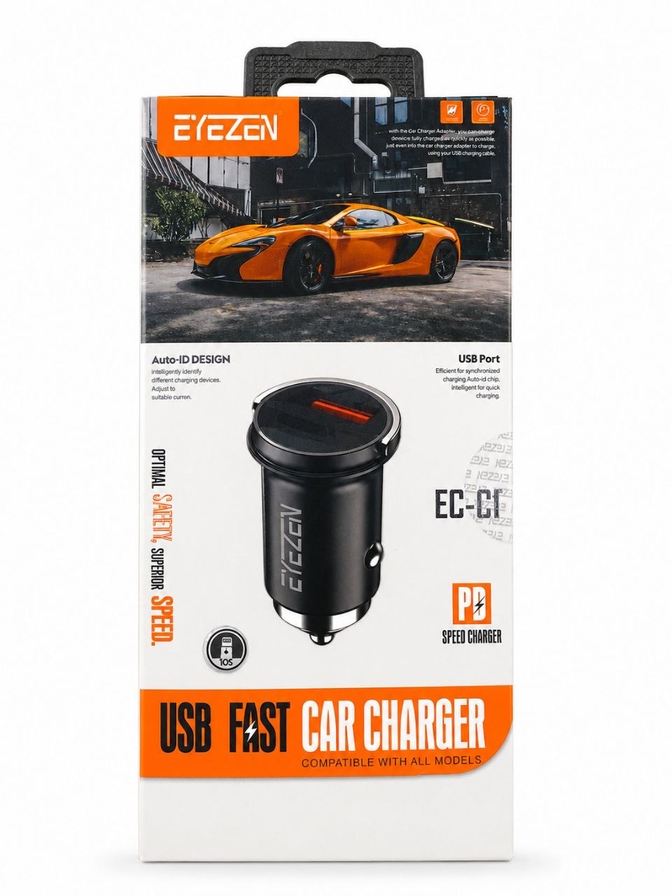 شارژر فندکی خودرو ایزن مدل EC-C1 فست شارژ به همراه درگاه Type-C PD و USB
