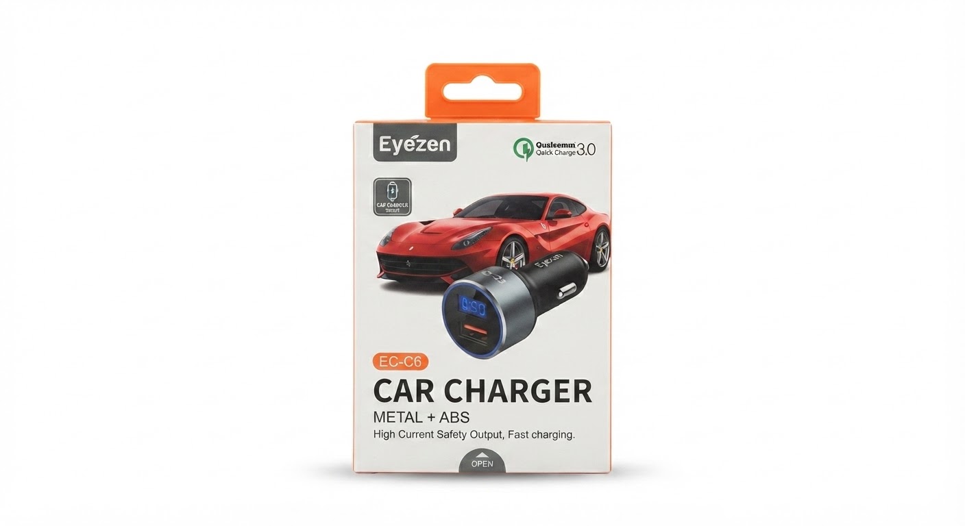 شارژر فندکی خودرو ایزن مدل EC-C6 با نمایشگر دیجیتال و پشتیبانی از Quick Charge 3.0
