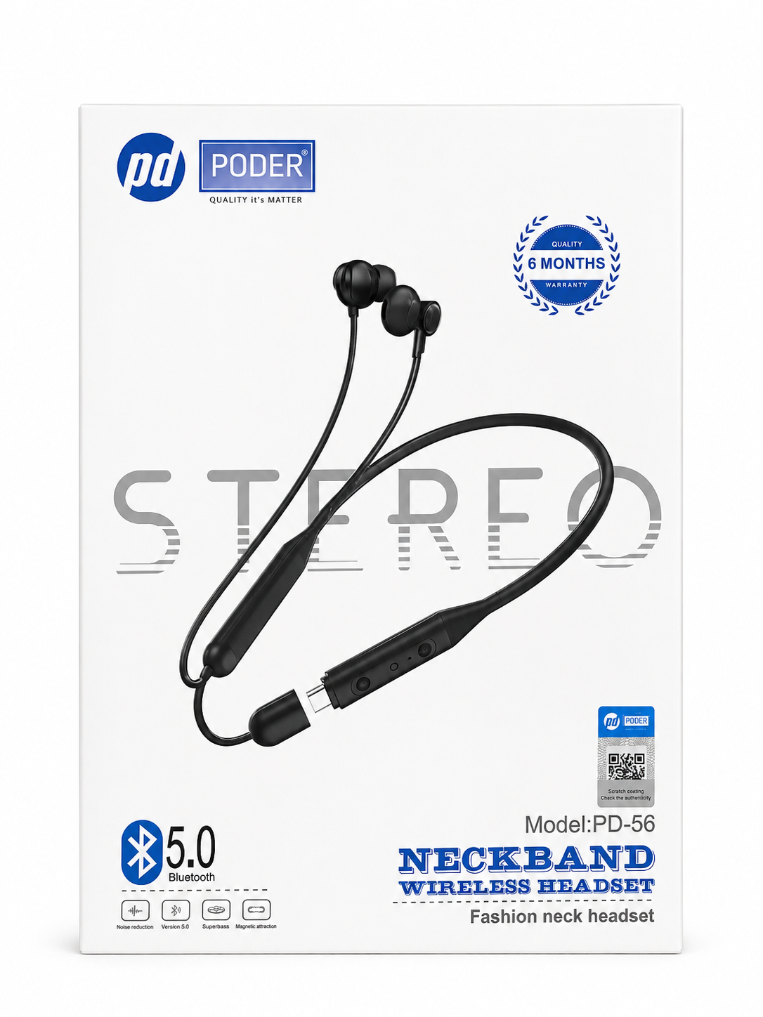 هندزفری بلوتوثی دورگردنی پودر مدل PODER PD-56