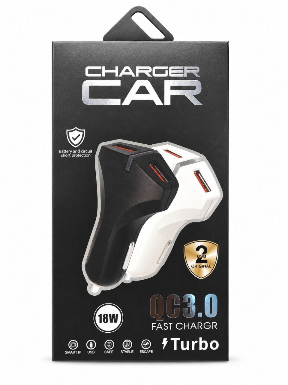 شارژر فندکی خودرو فست شارژ ۱۸ وات QC3.0 مدل Turbo دو پورت USB
