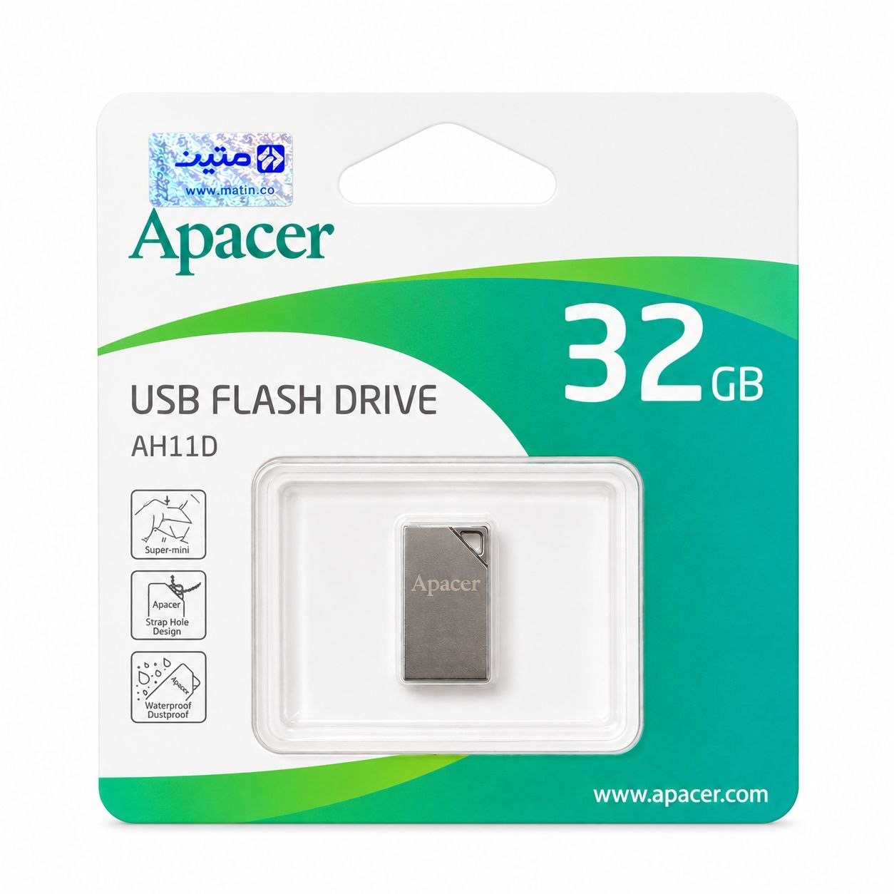 فلش مموری اپسر Apacer مدل AH11D ظرفیت 32 گیگابایت فلزی